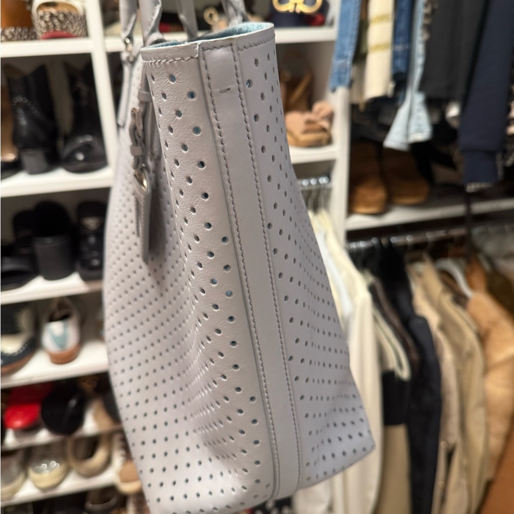 Prada Gray Perforated Tote Bag - Picture 4 of 6